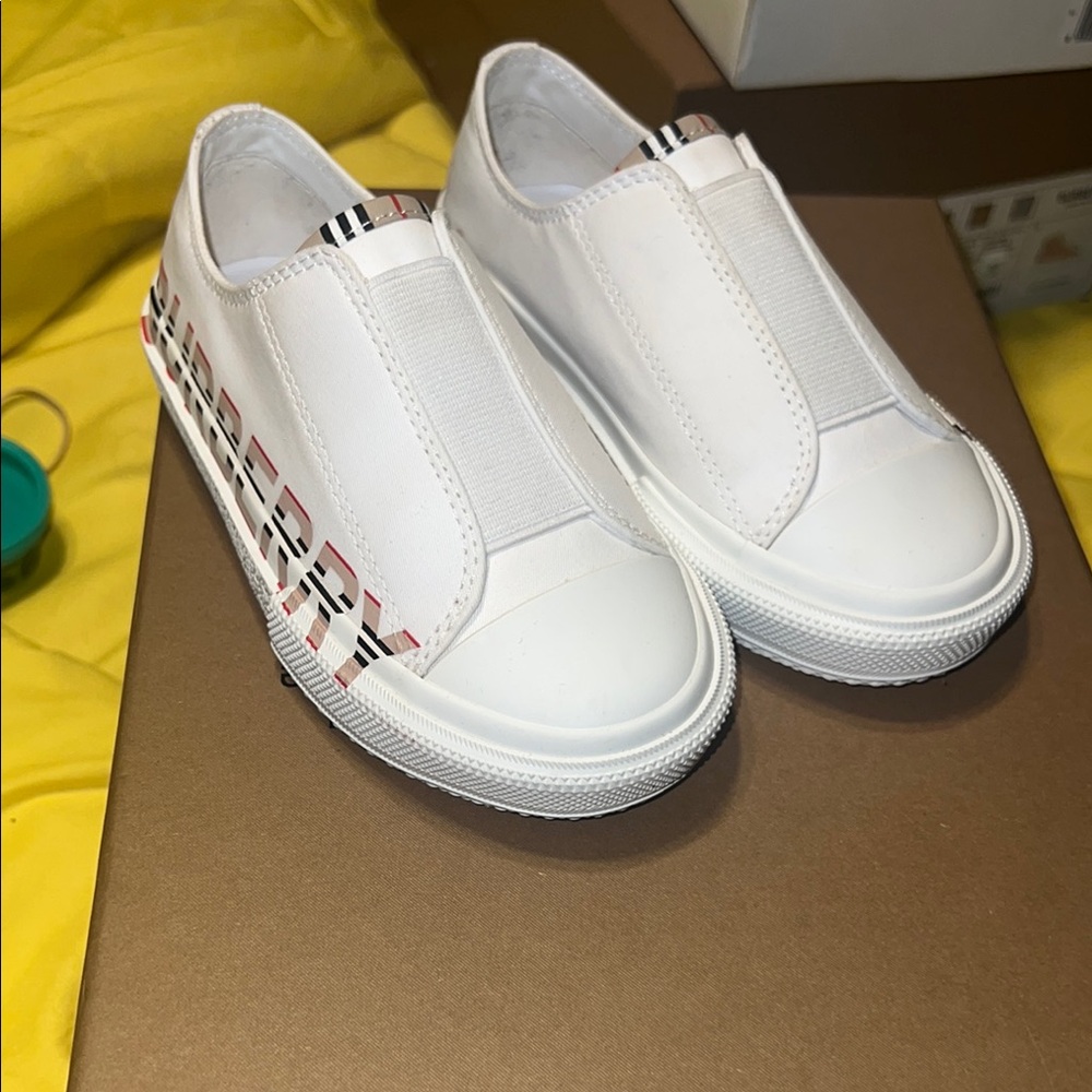 Burberry Kids White Slip-On Shoes